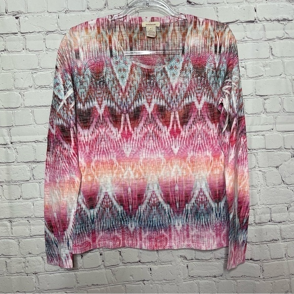 Sundance Sublimation Print Long Sleeve Crewneck Tee size Small - Picture 8 of 8